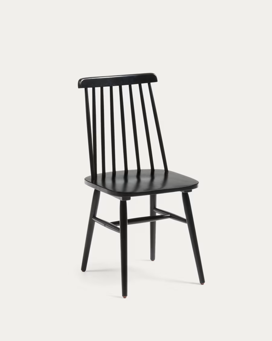 Kave Home 2 x Tressia MDF and solid rubber wood chair with black lacquer