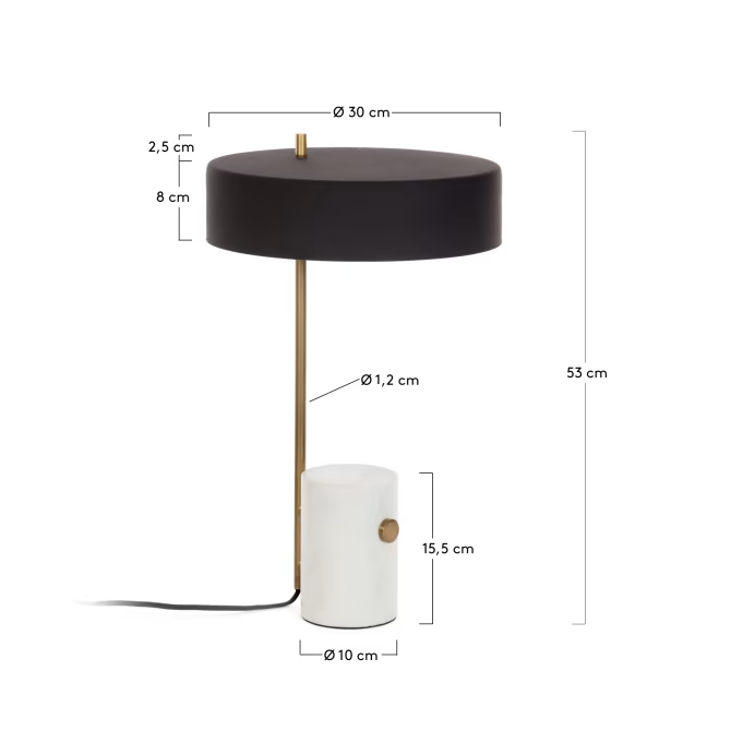 Kave Home Phant table lamp in metal and marble