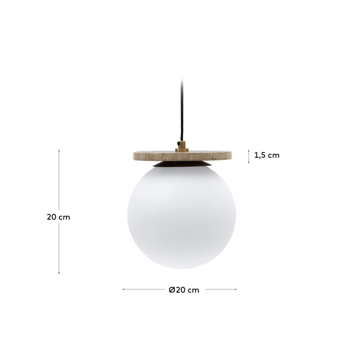 Kave Home Malachi ceiling lamp with glazed glass and travertine stone