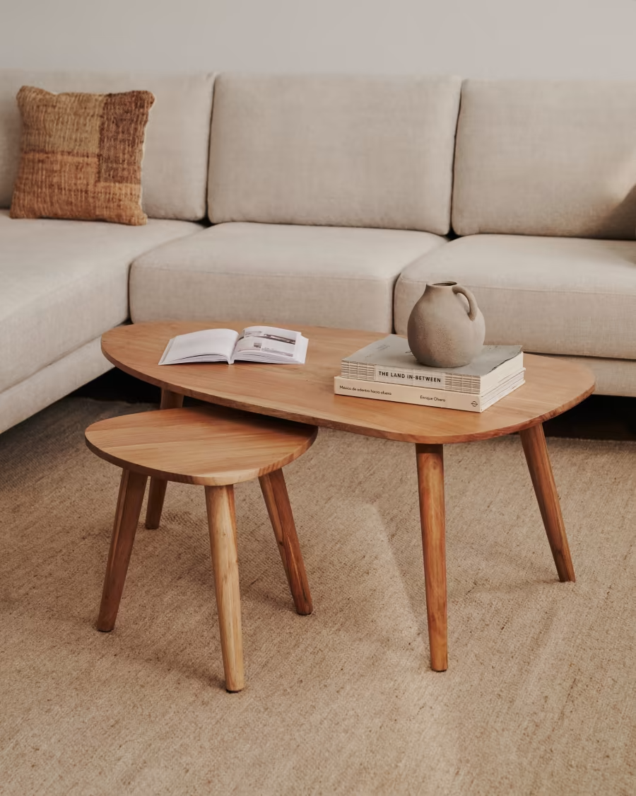 Kave Home Eluana coffee table in solid acacia with natural finish, Ø 110 x 60 cm