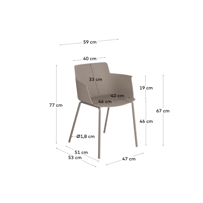 Kave Home 4 x Hannia brown chair with arms