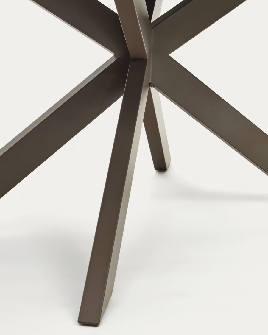 Kave Home Atminda extendable table, porcelain and steel legs with a brown finish