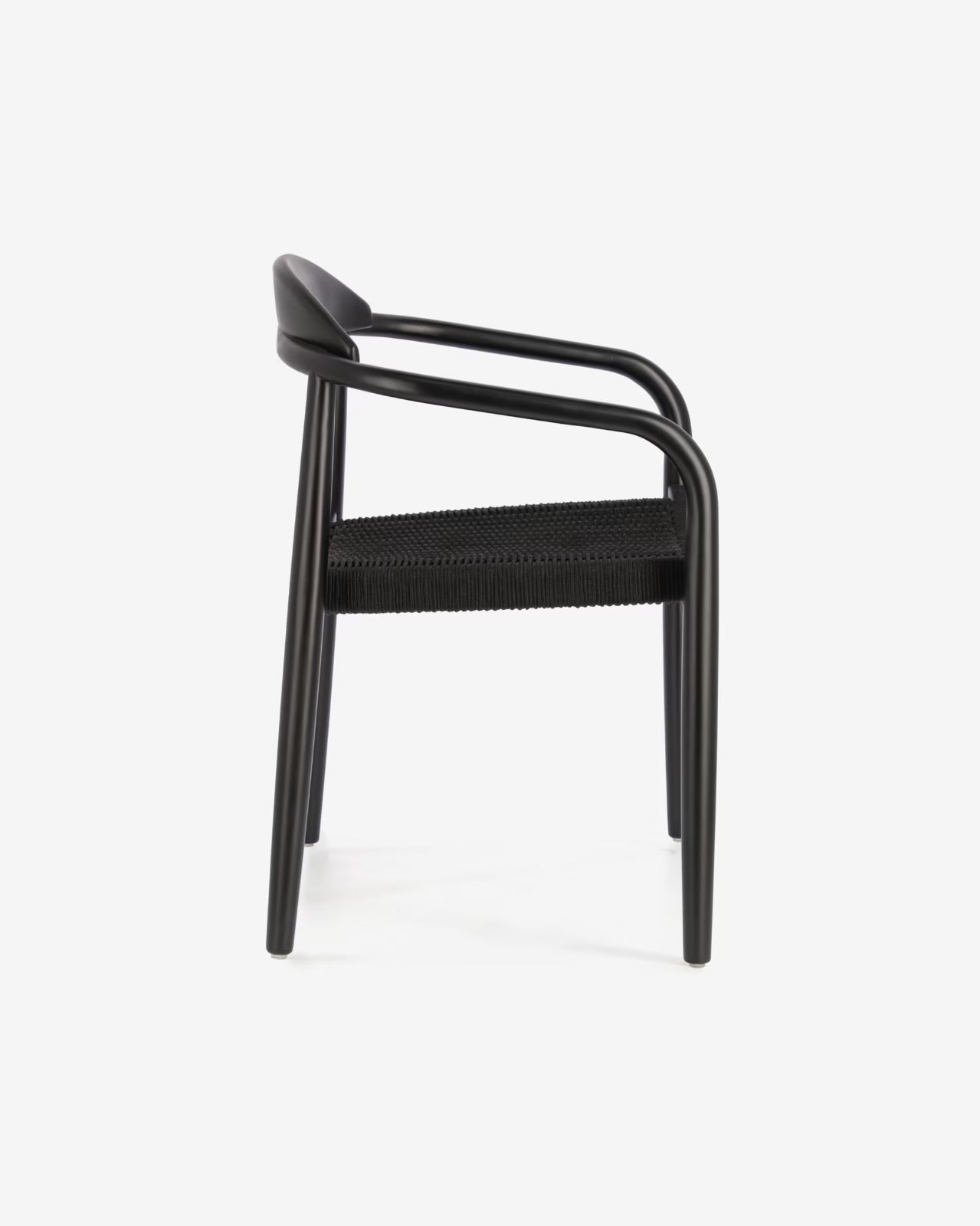 Kave Home Set of 2 Nina chairs in solid acacia wood - black finish, black rope