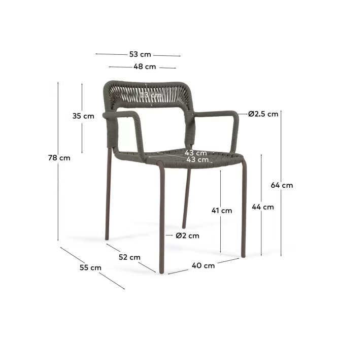 Kave Home set of 5 Cailin stackable chair in green cord with steel legs painted