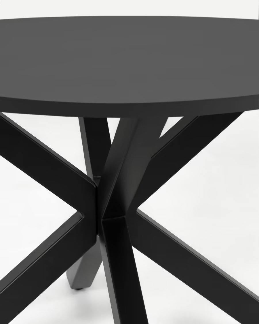 Kave Home Argo round Ø 119 cm black laquered DM table with steel legs in black