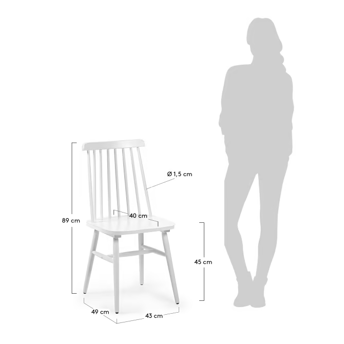 Kave Home 2 x Tressia MDF and solid rubber wood chair with white lacquer