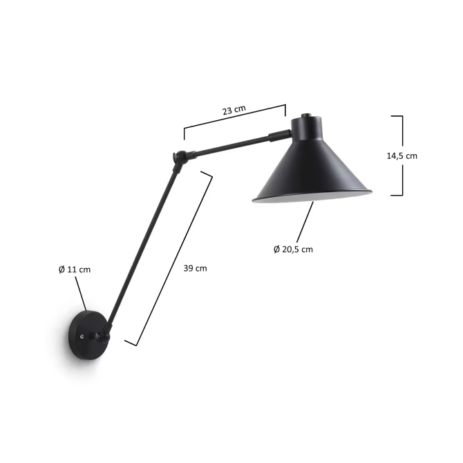 Kave Home Dione wall lamp black