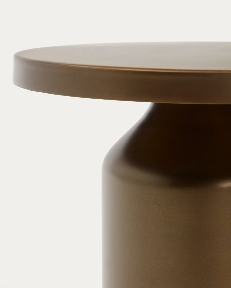 Kave Home Malya metal round side table in brushed copper, Ø 40.5 cm