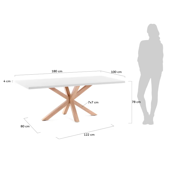 Kave Home Argo table 180 cm white melamine wood effect legs (Corner damaged)