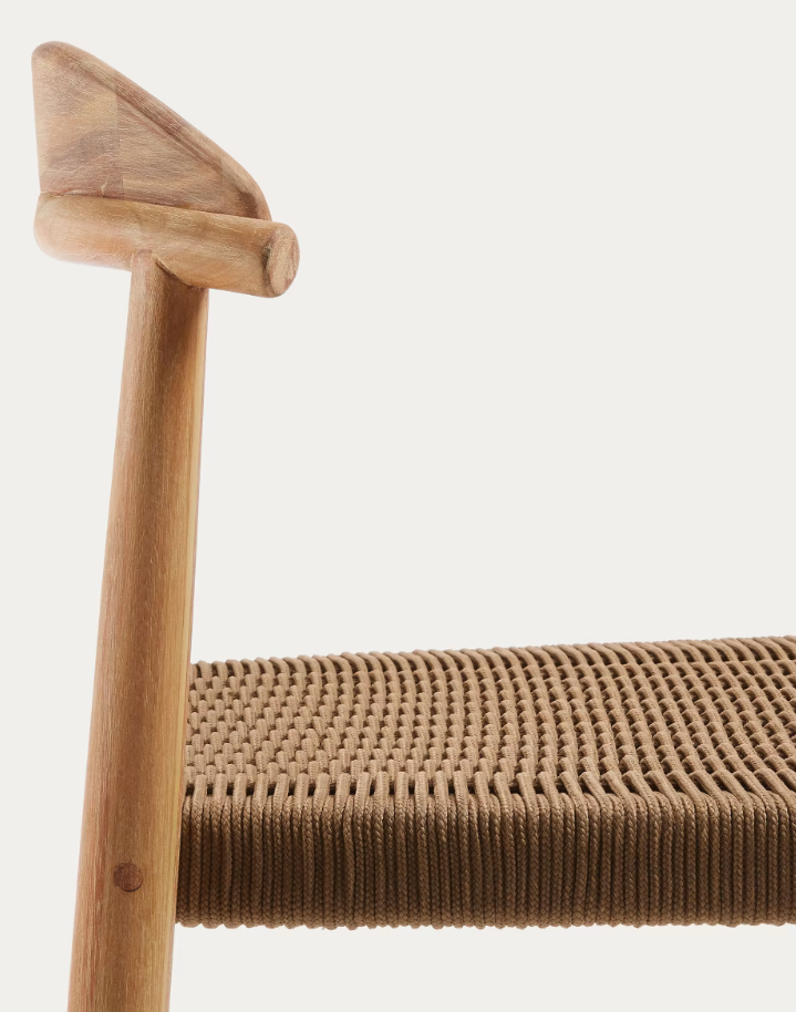 Kave Home Nina stool in solid acacia wood, height 76 cm