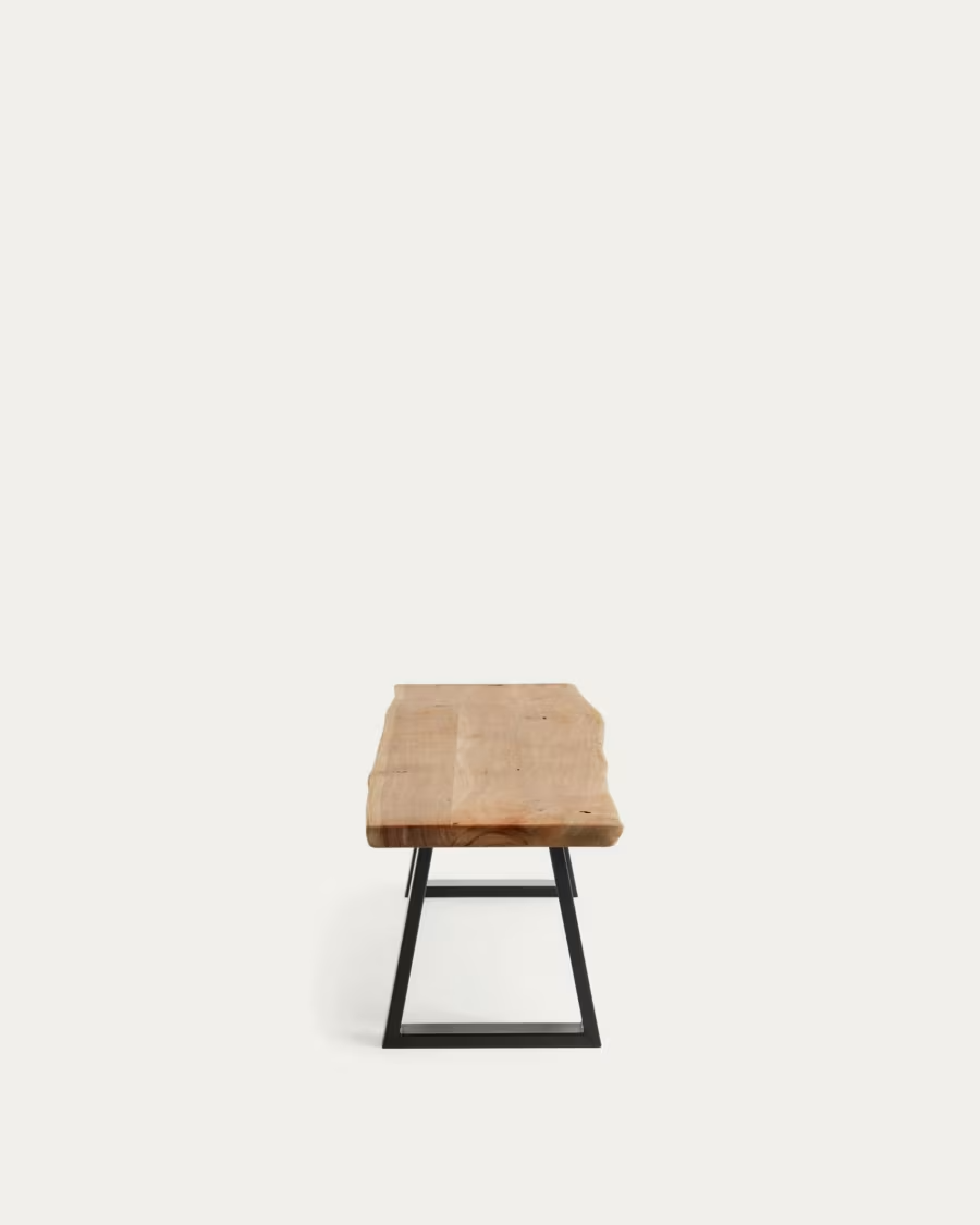 Kave Home Alaia bench in solid acacia wood with black steel legs, 160 cm