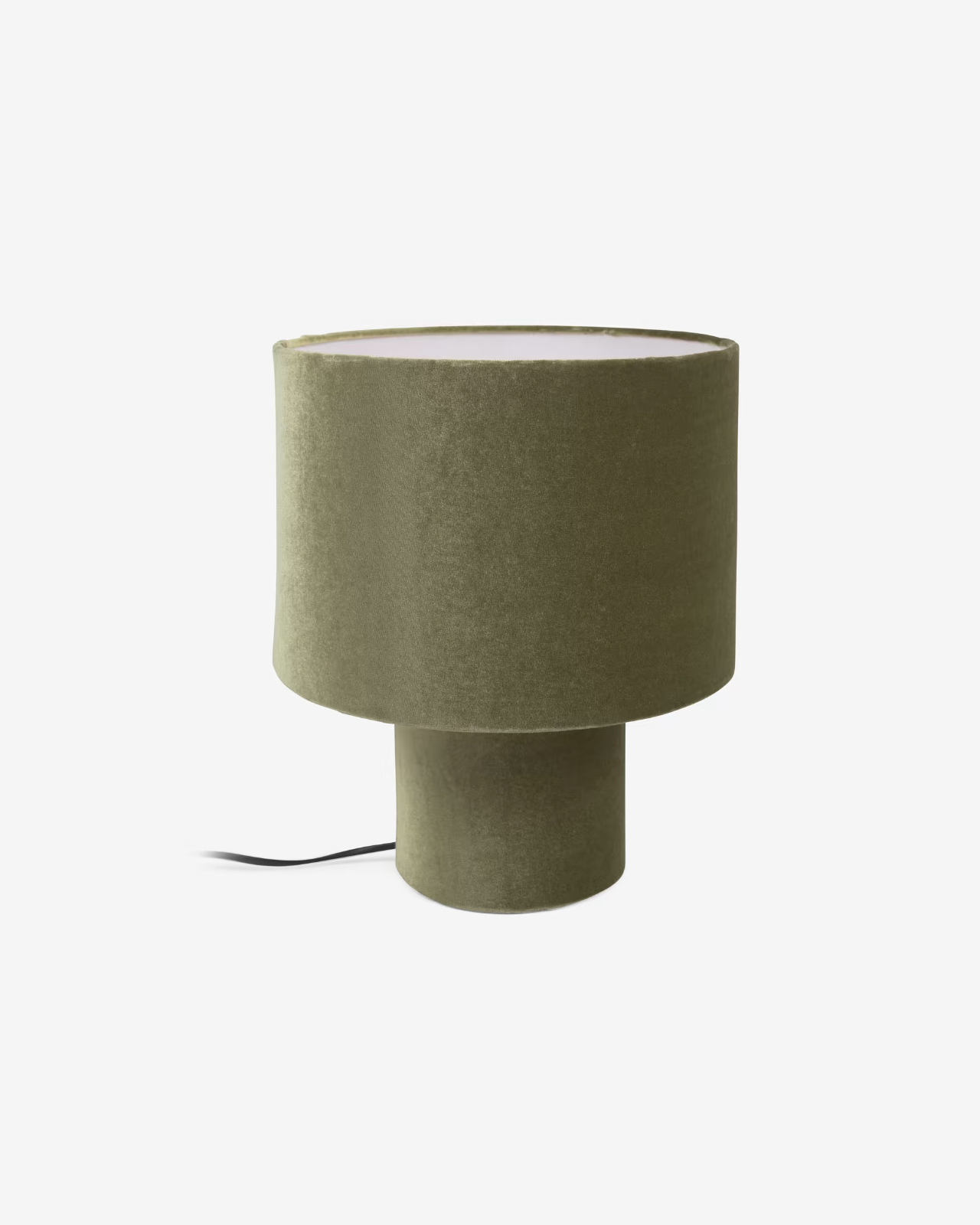 Kave Home Eastend table lamp in green velvet UK adapter