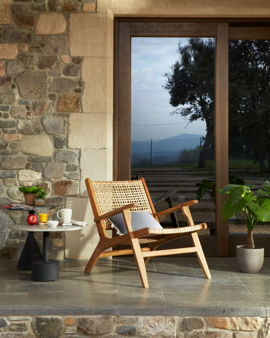 Kave Home Grignoon chair, made from solid acacia wood and woven wicker