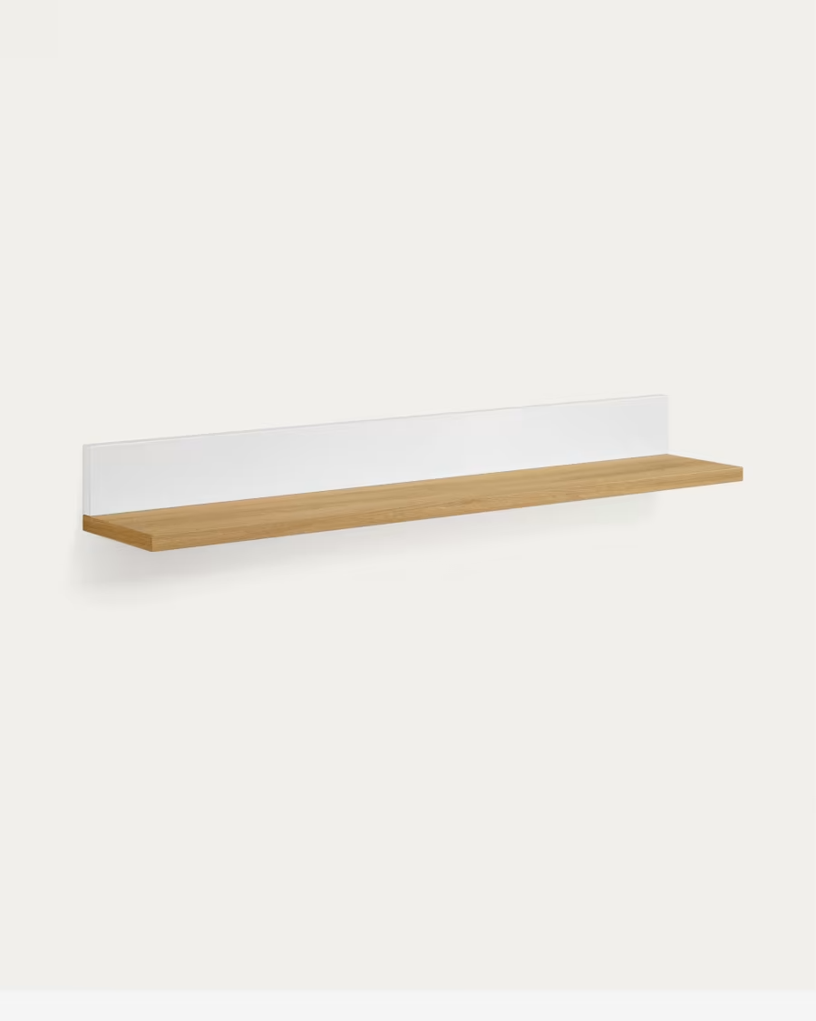 Kave Home Abilen shelf in 100% FSC oak veneer and white lacquer 80 x 15 cm