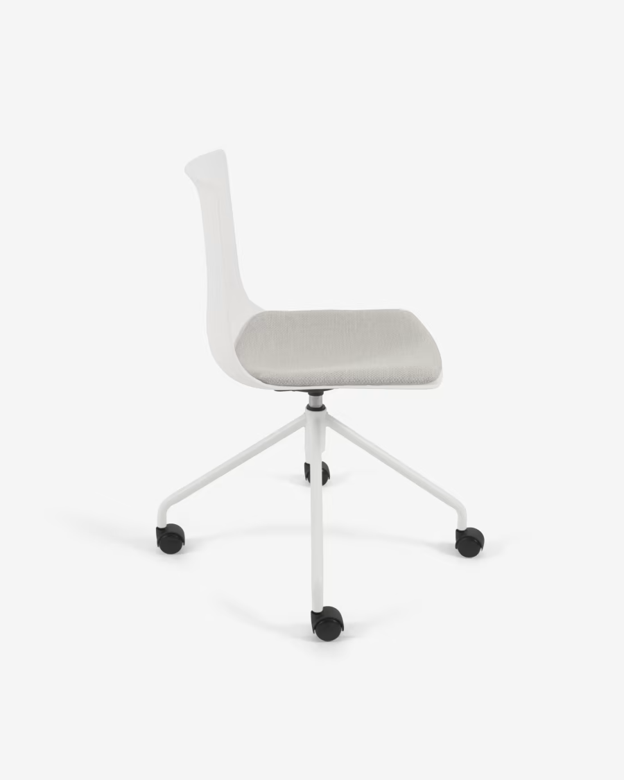 Kave Home Ralfi white desk chair with light grey seat