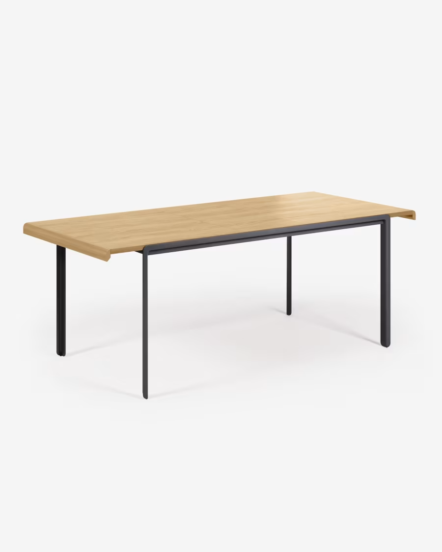 Kave home Nadyria extendable table with oak veneer and steel legs 160 (200) x 90