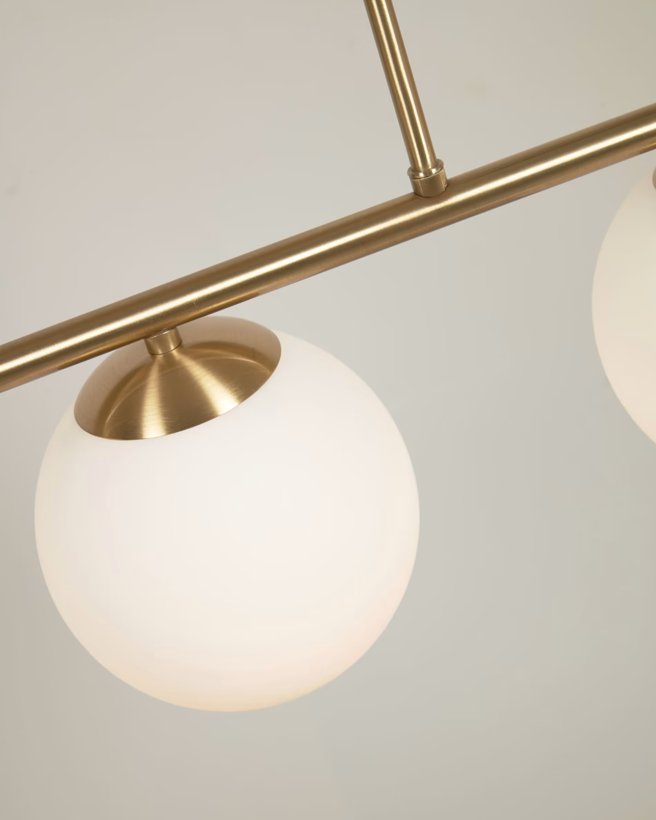 Kave Home Mahala Ceiling Light with Brass Finish and 3 Frosted Glass Spheres