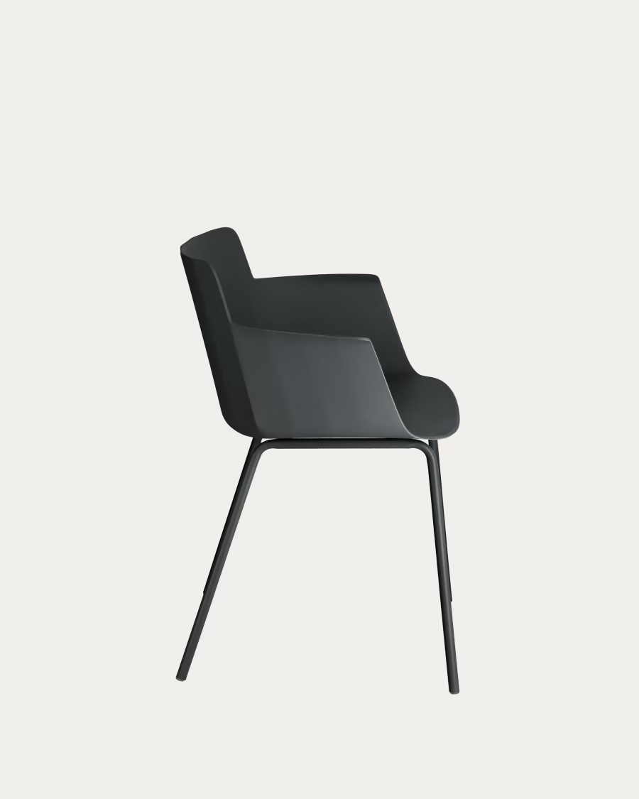 Kave Home  Hannia Black Chair with Arms Light Damage