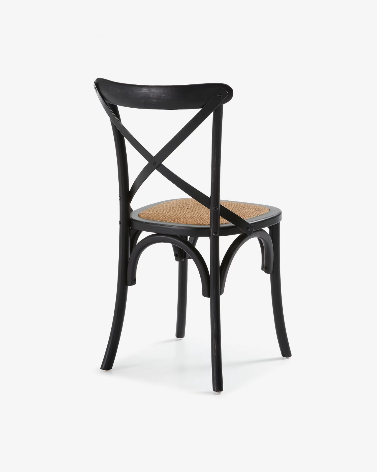 Kave Home Set of 2 Alsie Chairs - Birch Wood, Black Lacquer & Rattan - Chipped