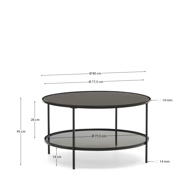 Kave Home Gilda tempered glass and metal coffee table with a matte black finish,