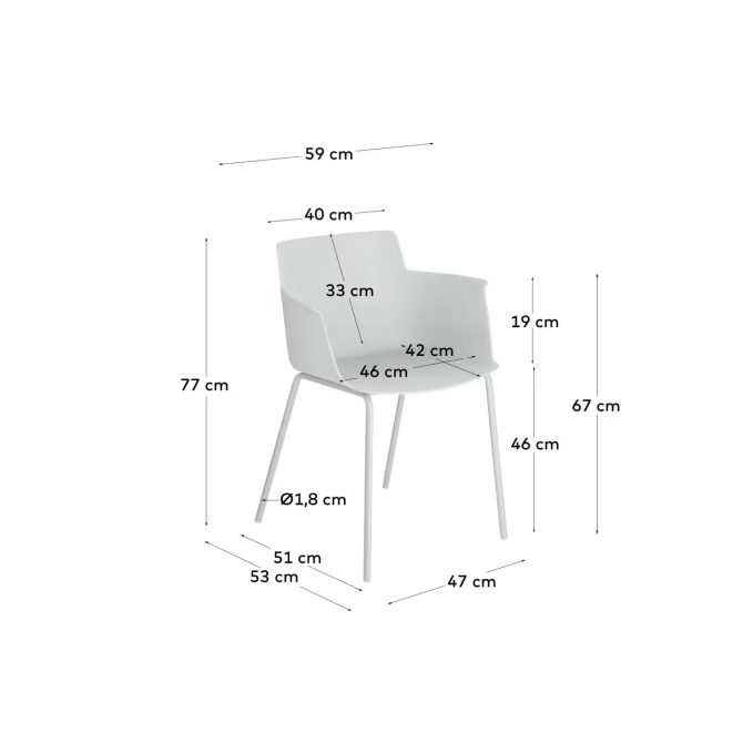 Kave Home Hannia grey chair with arms