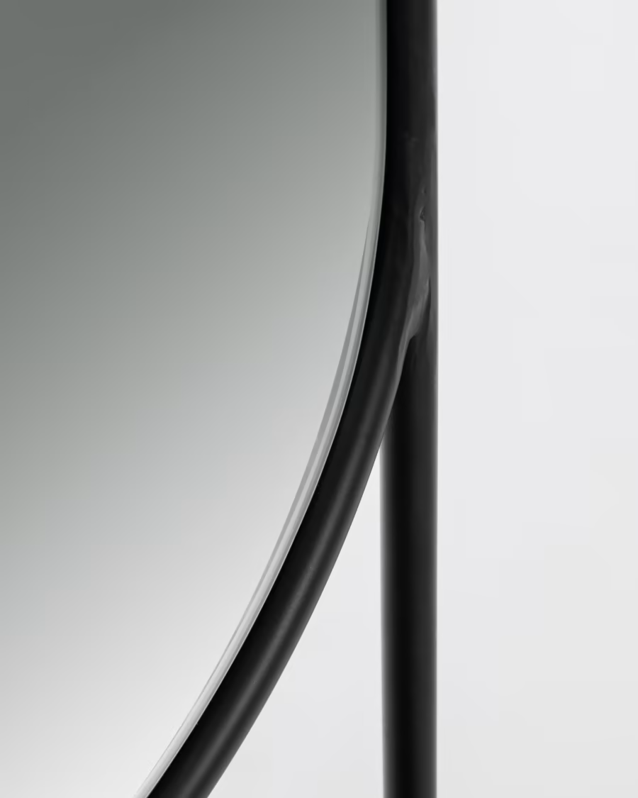 Kave Home Zelma mirror in black steel, 41 x 184 cm