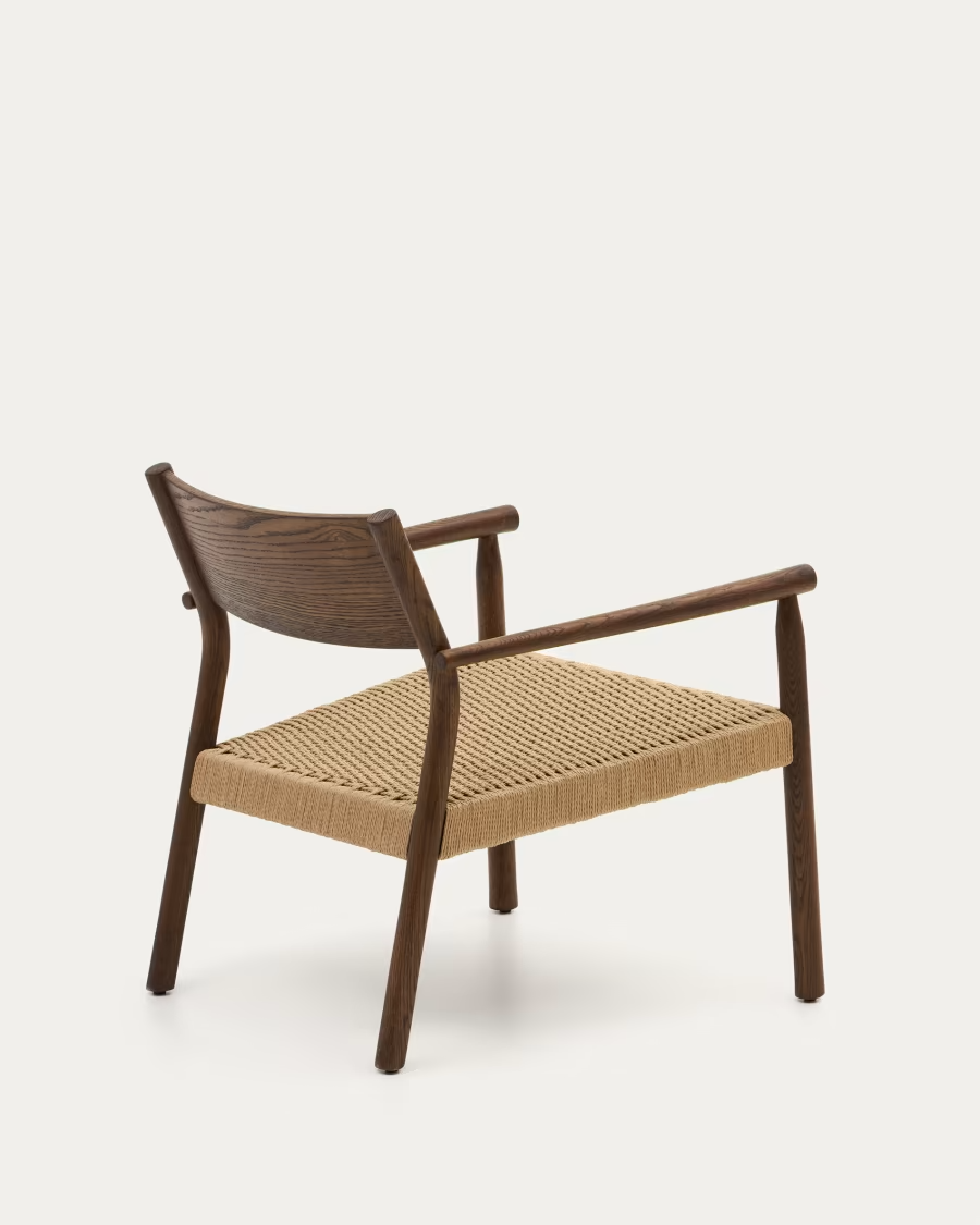 Kave Home Yalia armchair in solid oak with a walnut finish