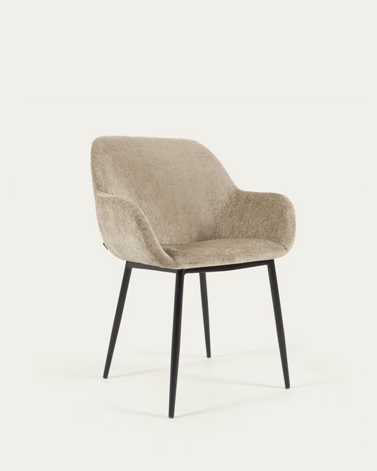 Kave Home Konna beige chair with steel legs FR