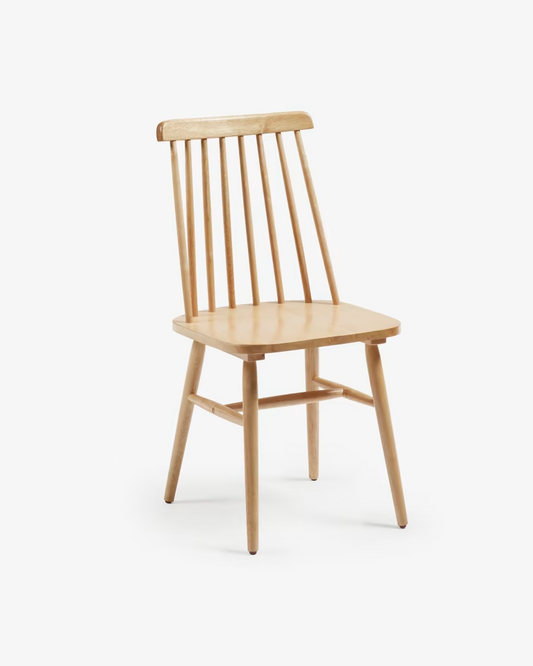 Kave Home Tressia MDF and solid rubber wood chair with natural lacquer