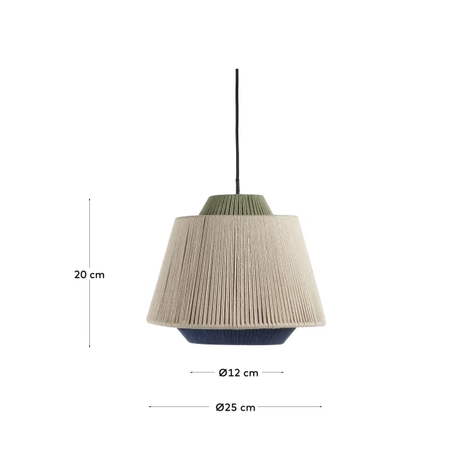 Kave Home Yuvia cotton ceiling lamp with a beige and blue finish