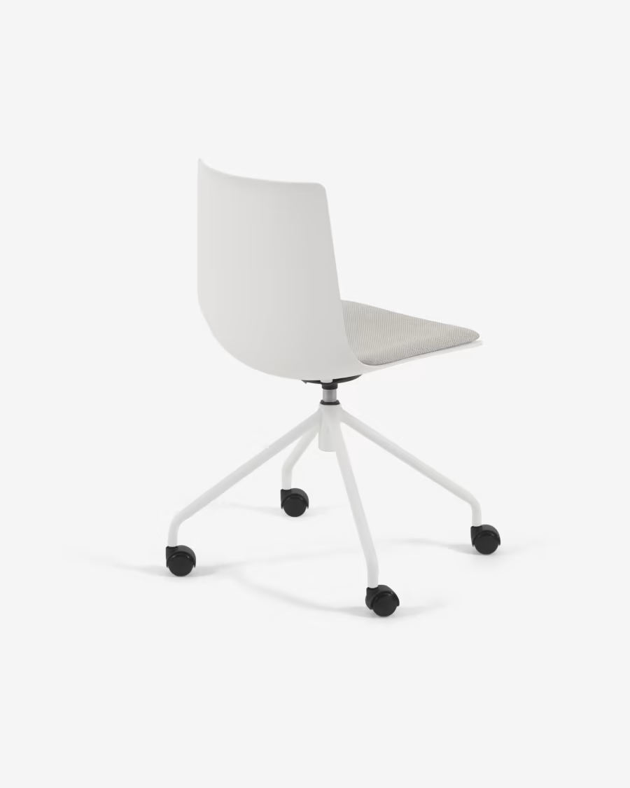 Kave Home Ralfi white desk chair with light grey seat