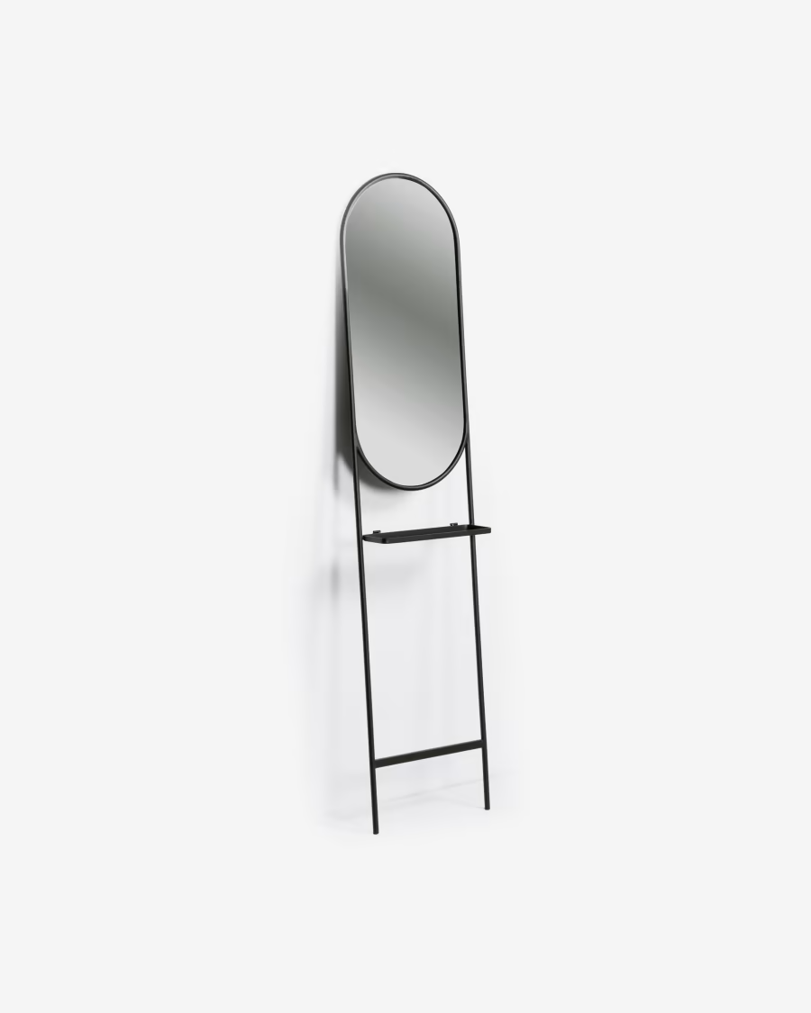 Kave Home Zelma mirror in black steel, 41 x 184 cm