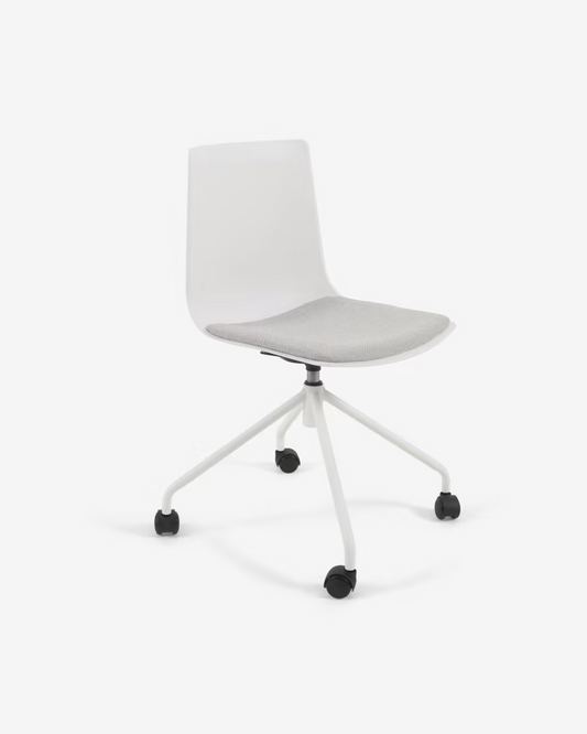 Kave Home Ralfi white desk chair with light grey seat