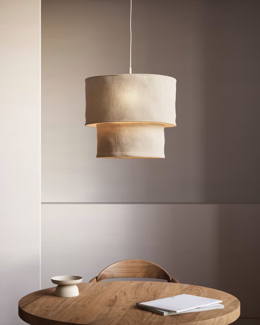 Kave Home Mariela ceiling lamp shade in linen with beige finish Ø 40 cm