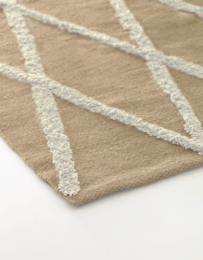 Kave Home Abena rug in natural and white jute and cotton rug 70 x 140 cm