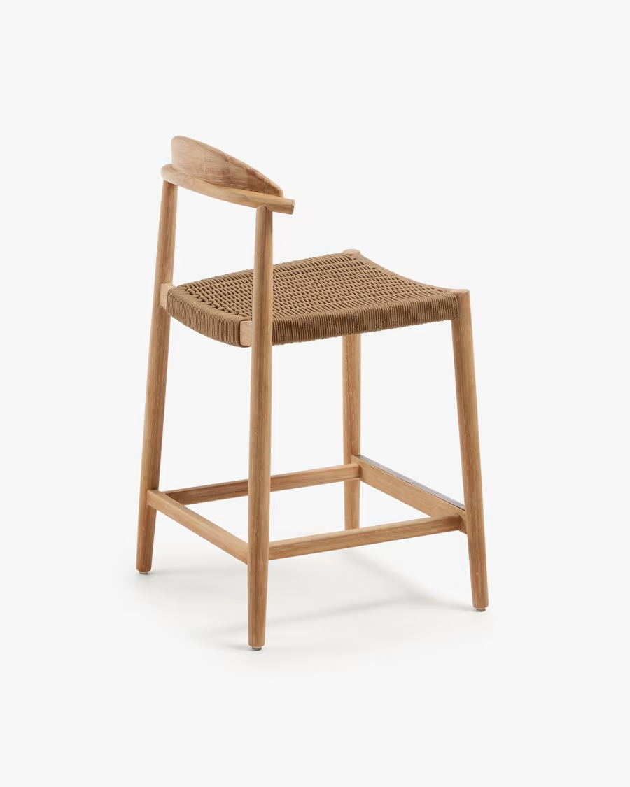 Kave Home Nina stool in solid acacia wood height 62 cm