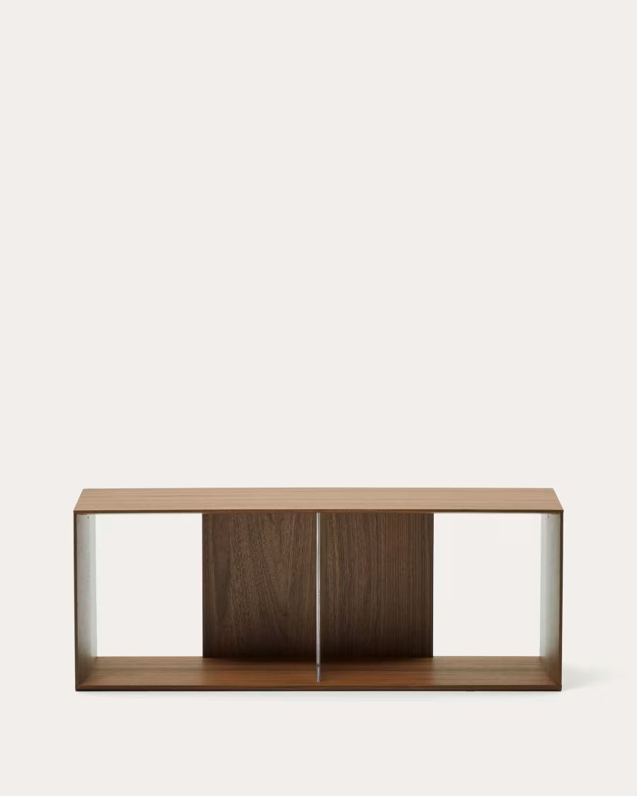 Kave Home Litto large shelf module in walnut veneer, 101 x 38 cm