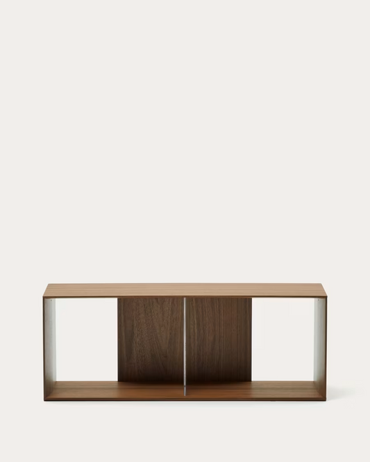 Kave Home Litto large shelf module in walnut veneer, 101 x 38 cm