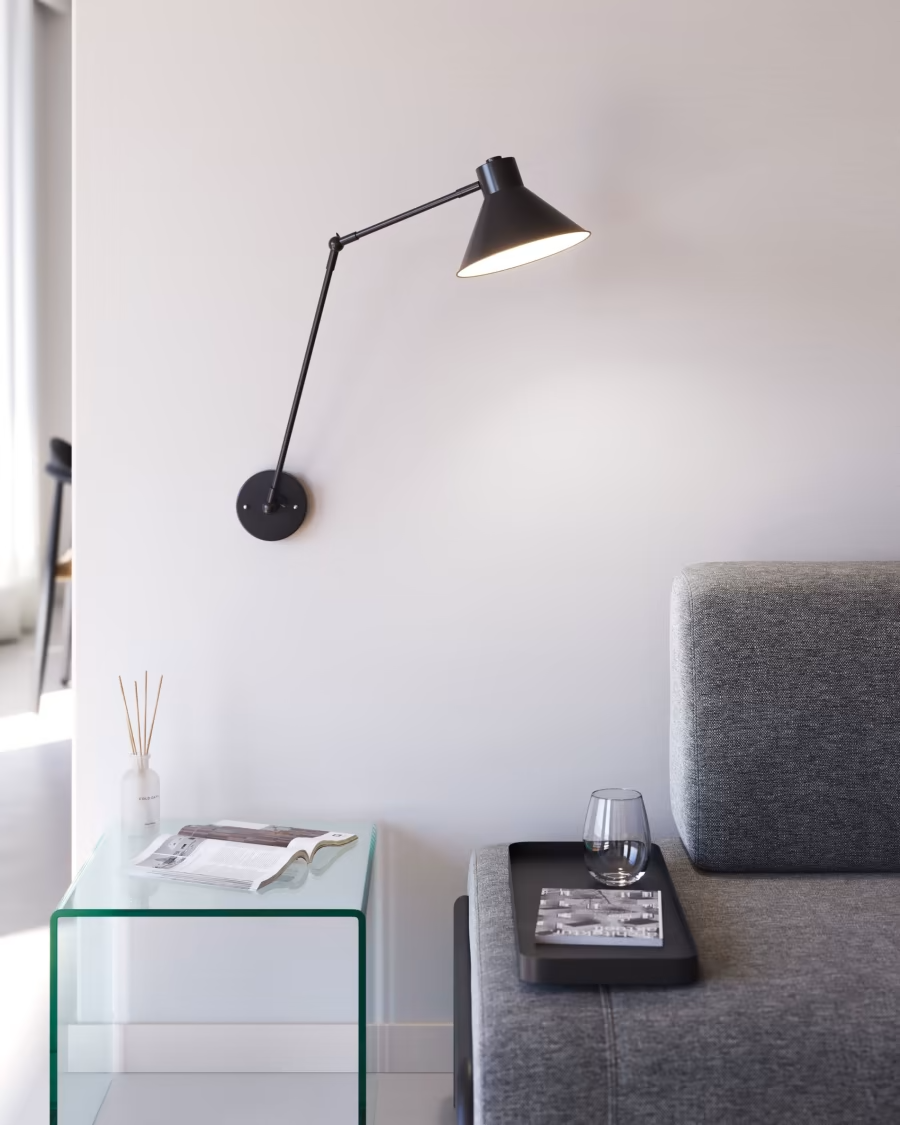 Kave Home Dione wall lamp black