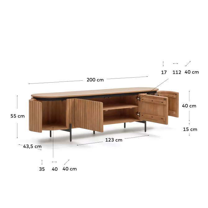 Kave home Licia TV stand with 4 doors, solid mango wood with natural finish and