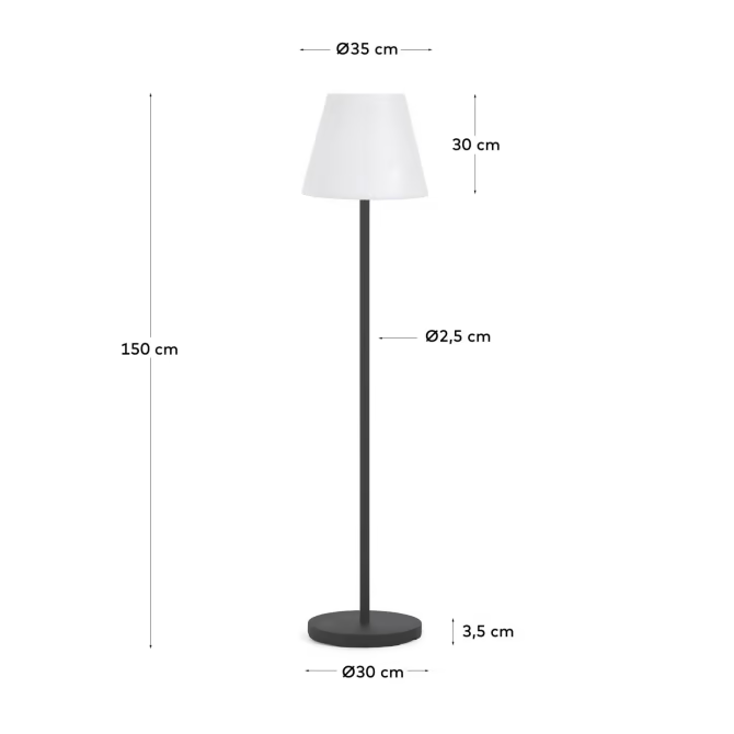 Kave Home Outdoor Amaray floor lamp in steel with black finish