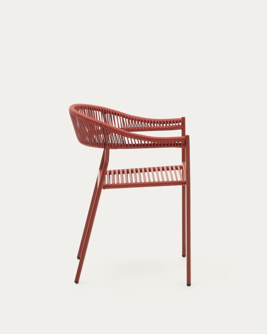 Kave Home 2 x Futadera stackable outdoor chair in terracotta synthetic cord