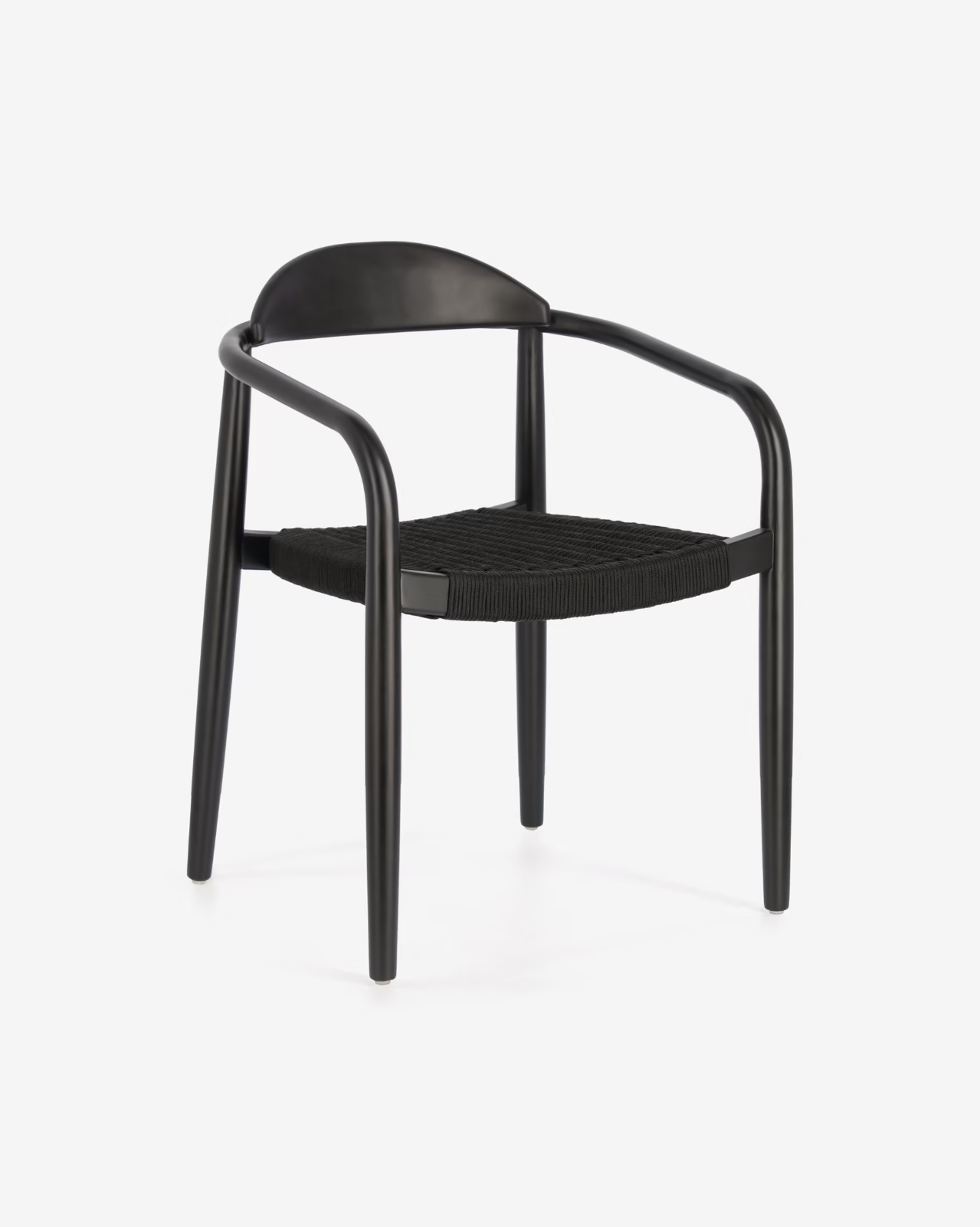 Kave Home Set of 2 Nina chairs in solid acacia wood - black finish, black rope