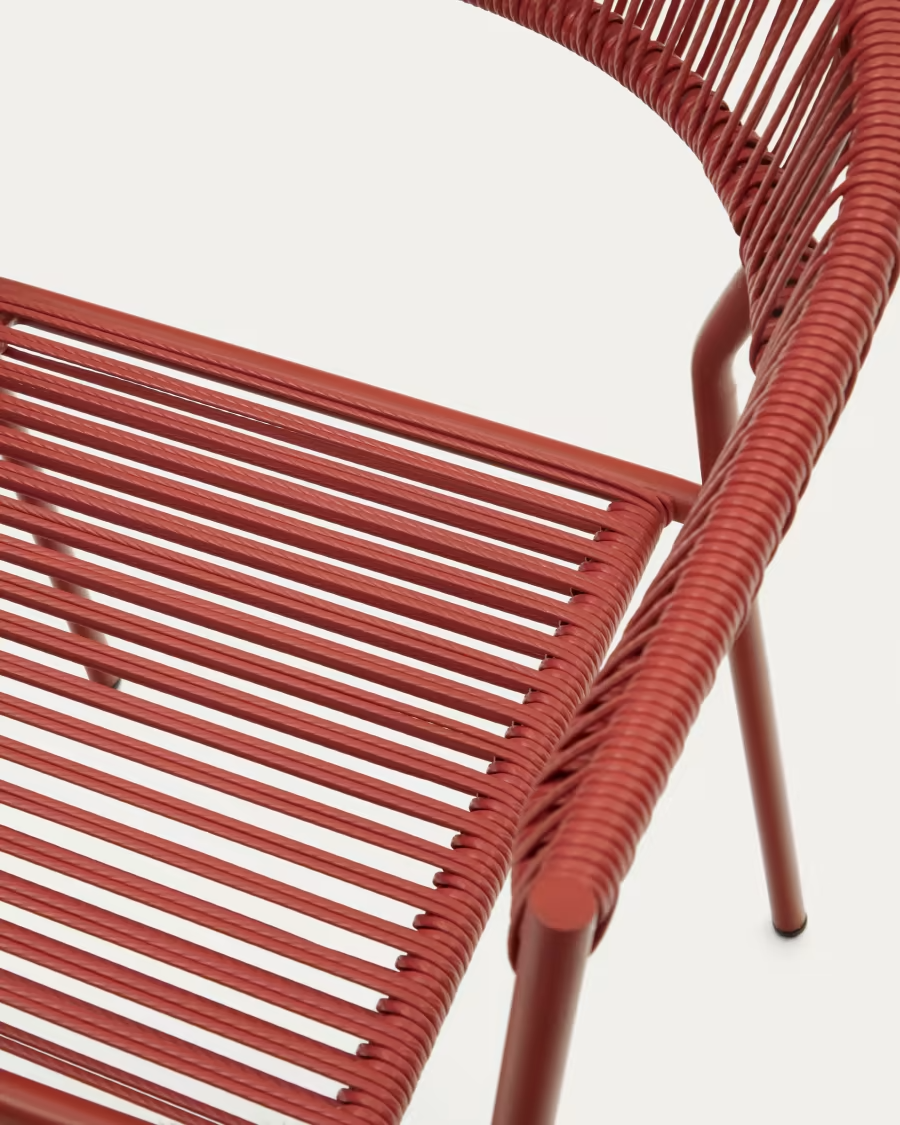 Kave Home 4 x Futadera stackable outdoor chair in terracotta synthetic cord