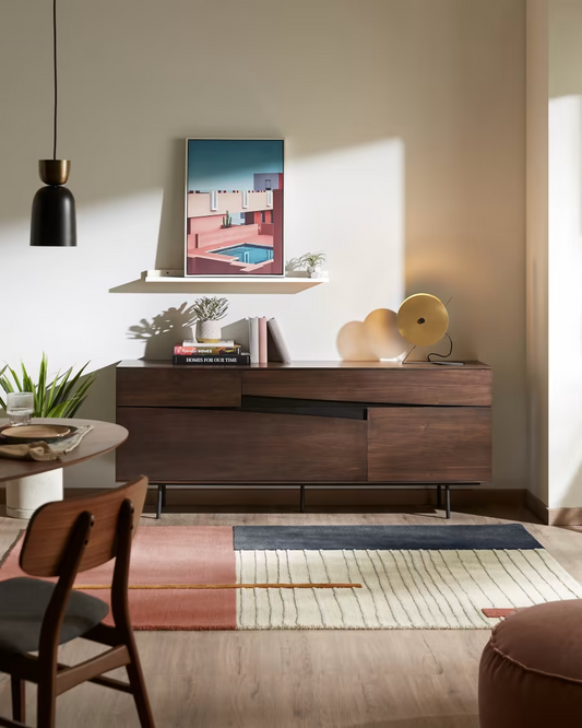 Kave Home Cutt American walnut veneer sideboard w/ 2 doors, 2 drawers & black st