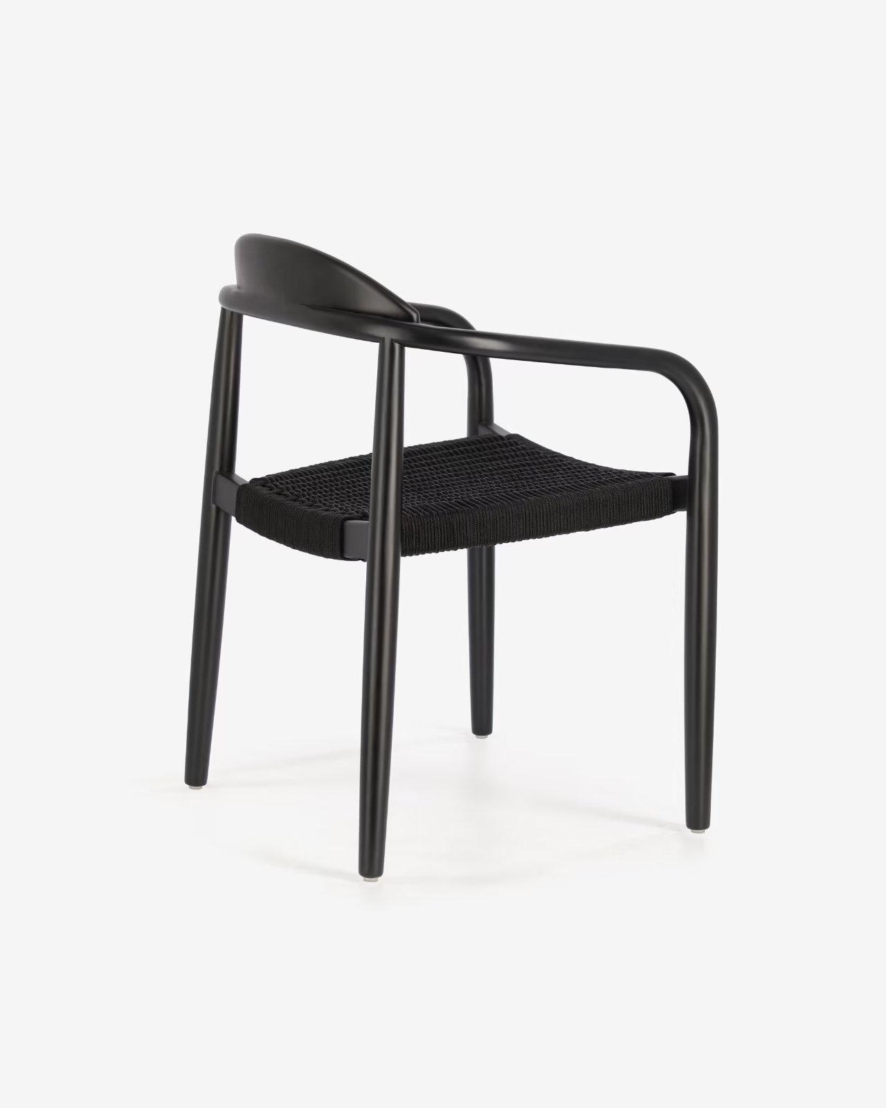 Kave Home Set of 2 Nina chairs in solid acacia wood - black finish, black rope