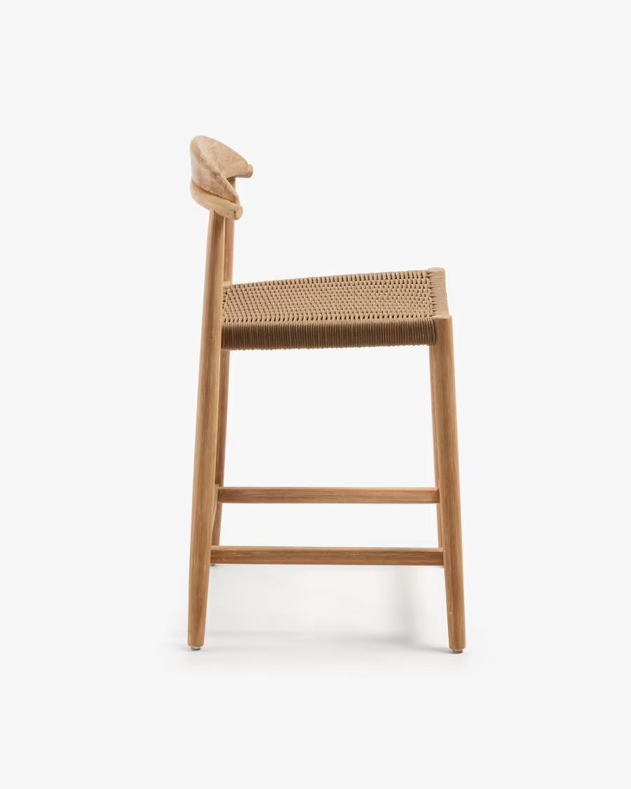 Kave Home Nina stool in solid acacia wood height 62 cm