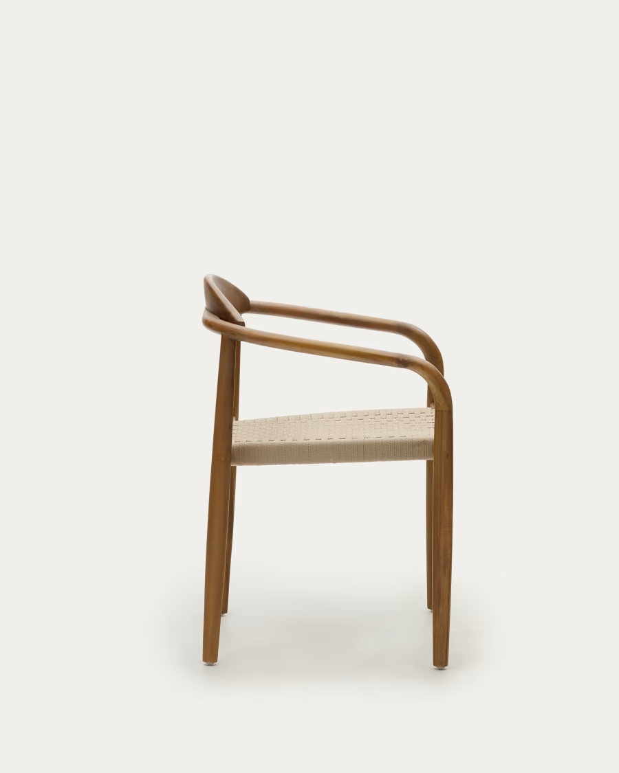 Kave Home 4 x Nina stackable chair in solid acacia wood with walnut finish and b