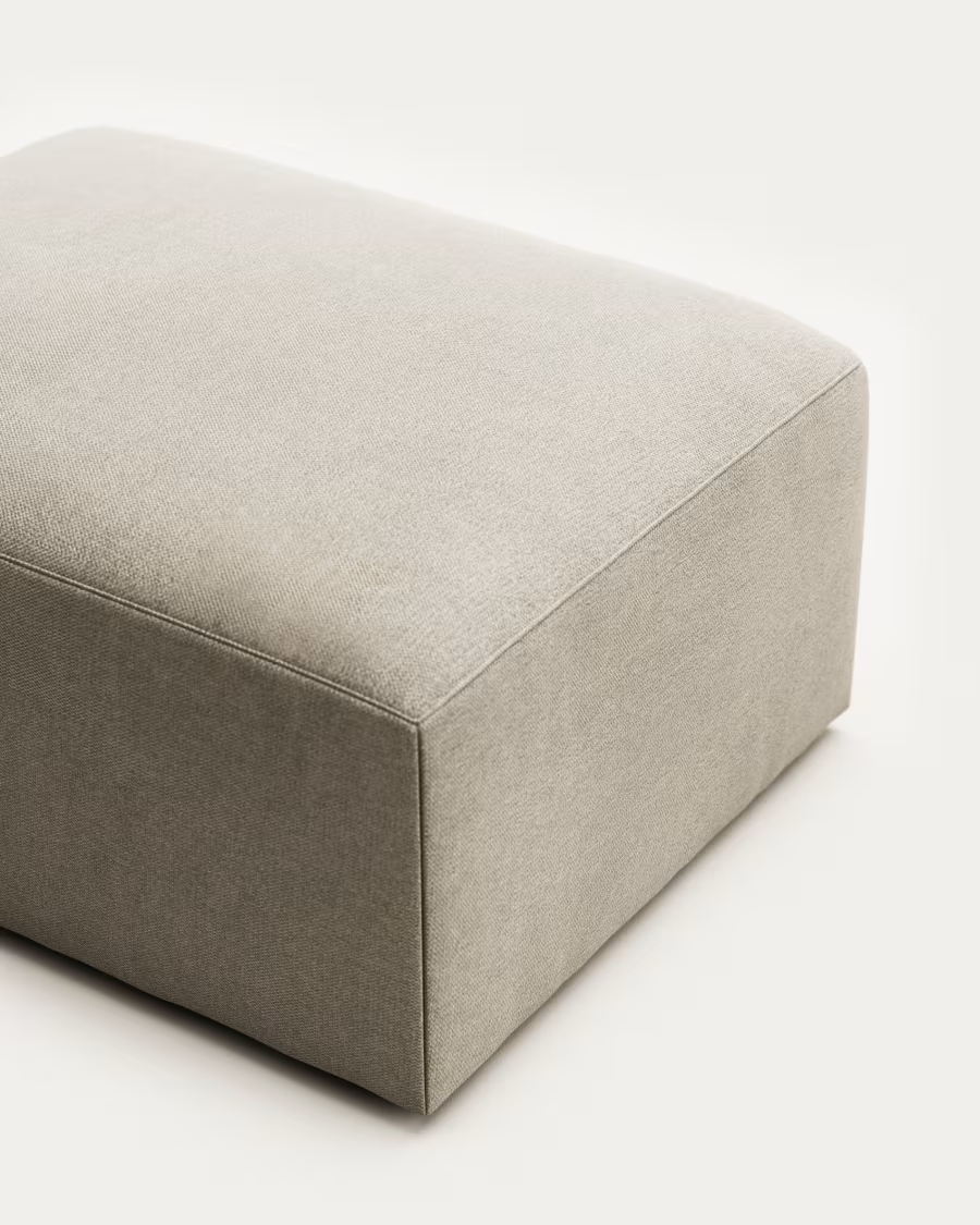 Kave Home Blok footrest in beige, 90 x 70 cm