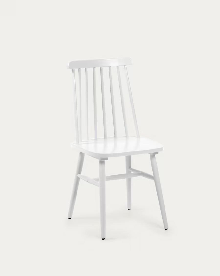 Kave Home 2 x Tressia MDF and solid rubber wood chair with white lacquer